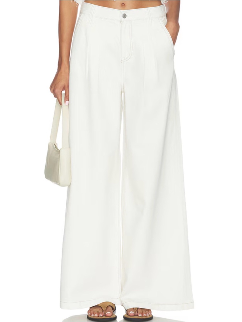 Wide Leg High-Rise Pants in White